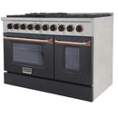 Kucht Signature 48-Inch Pro-Style Dual Fuel Range with Propane Gas in Stainless Steel with Black Oven Door & Rose Gold (KDF482/LP-K-ROSE)