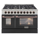 Kucht Signature 48-Inch Pro-Style Dual Fuel Range with Propane Gas in Stainless Steel with Black Oven Door & Rose Gold (KDF482/LP-K-ROSE)
