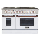 Kucht Signature 48-Inch Pro-Style Dual Fuel Range with Propane Gas in Stainless Steel with White Oven Door & Rose Gold (KDF482/LP-W-ROSE)