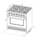 Kucht Signature 36-Inch Pro-Style Dual Fuel Range in Propane Gas with White Oven Door & Rose Gold Accents (KDF362/LP-W-ROSE)