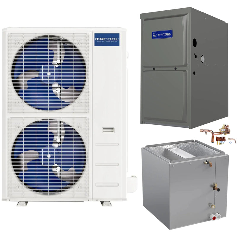 MRCOOL Hyper Heat- Central Heat Pump & Gas Furnace Split System - 60K BTU, 96% AFUE - 21" Cabinet - Multi-Position