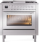 ILVE Professional Plus II 36-Inch Freestanding Natural Gas Dual Fuel Range with 6 Sealed Burner in Stainless Steel (UP36FWMPSS)