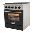 Kucht Signature 30-Inch Pro-Style Dual Fuel Range with Propane Gas in Stainless Steel with Black Oven Door & Gold H&le (KDF302/LP-K-GOLD)