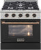 Kucht Signature 30-Inch Propane Gas Range with Convection Oven in Black with Black Knobs & Gold H&le (KNG301/LP-K-GOLD)