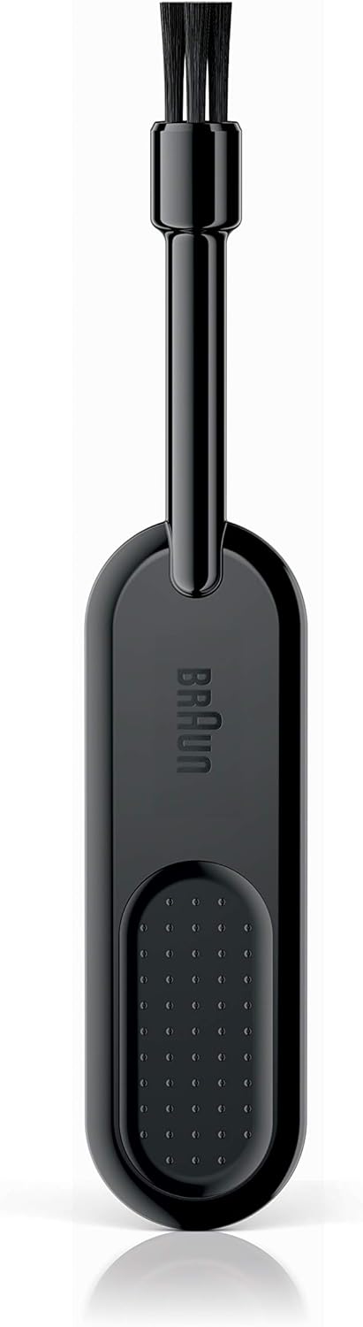 Black grinder spout with perforated opening and Braun logo on handle