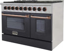 Kucht Signature 48-Inch 6.7 cu ft. Propane Gas Range with Black Door & Rose Gold Accents (KNG481/LP-K-ROSE)