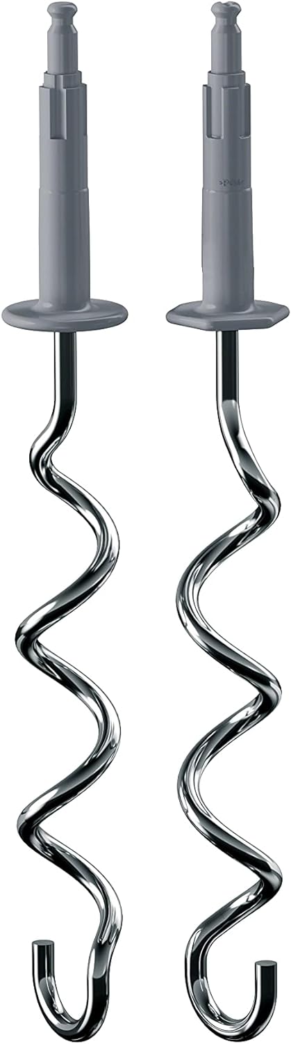 Gray dough hook attachments with spiral wire beaters for hand mixer