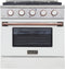 Kucht Signature 30-Inch Propane Gas Range in White with White Knobs & Rose Gold H&le (KNG301/LP-W-ROSE)