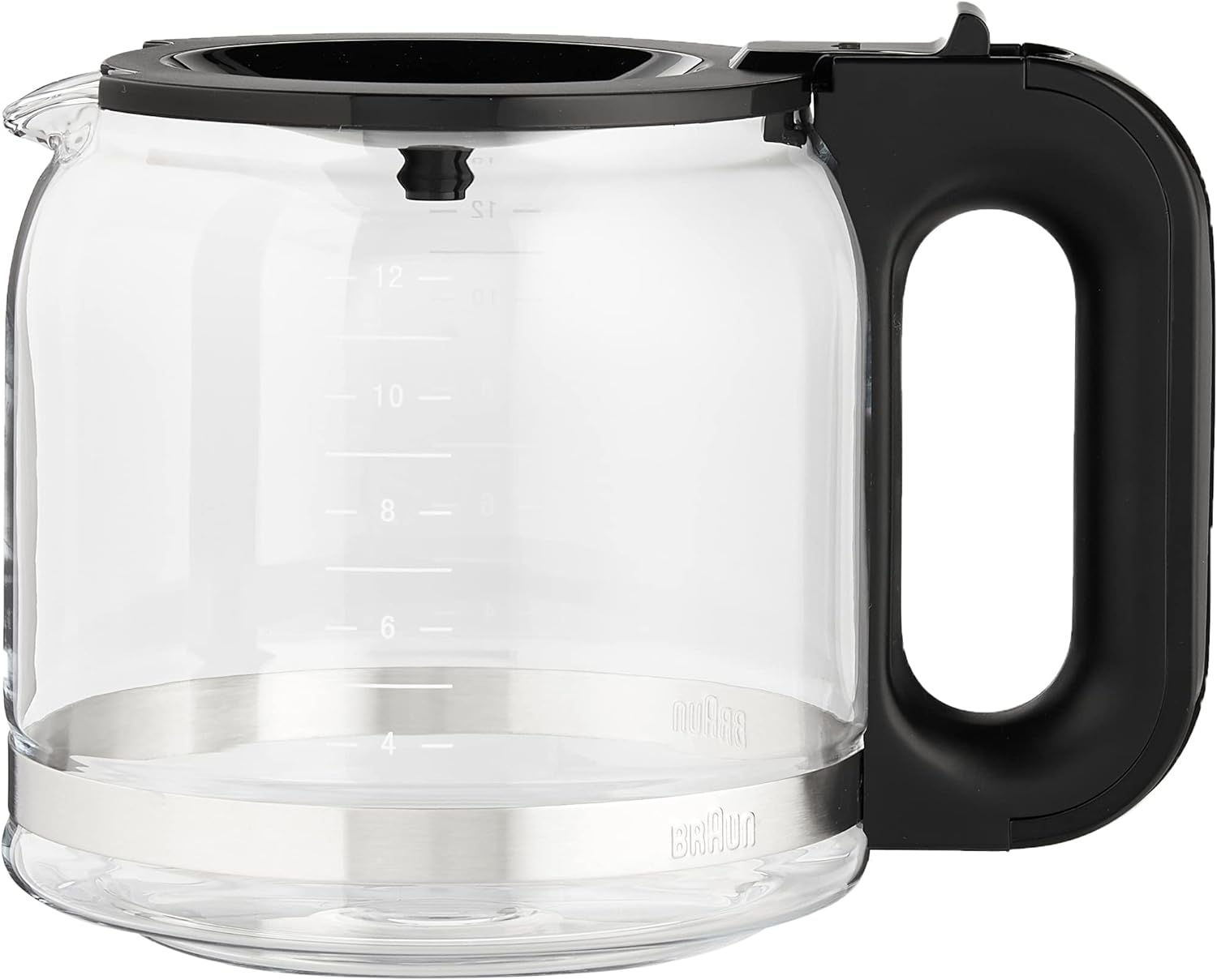 Braun Brew Sense 12-cup drip coffee maker with black handle and glass carafe