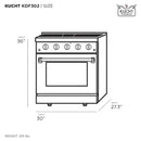 Kucht 30-Inch Pro-Style Dual Fuel Range with 4.2 cu. ft. Electric Oven and 4 Gas Burners in Light Blue (KDF302-LB)