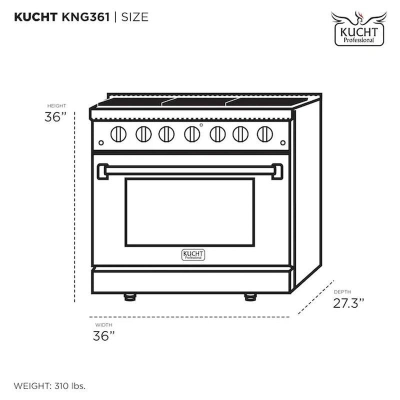 Kucht Professional 36-Inch 5.2 cu ft. Propane Gas Range in Olive Green with Silver Accents (KNG361/LP-OG)
