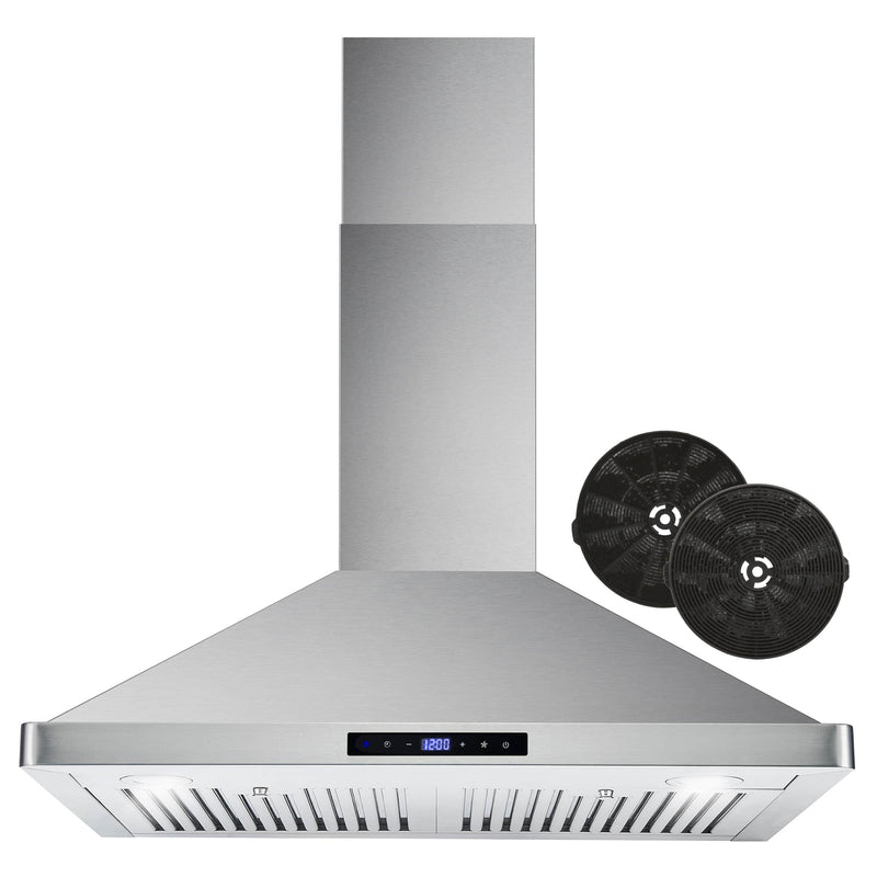 Cosmo 4-Piece Appliance Package - 30-Inch Dual Fuel Range, Wall Mount Range Hood, Dishwasher and Refrigerator in Stainless Steel (COS-4PKG-043)