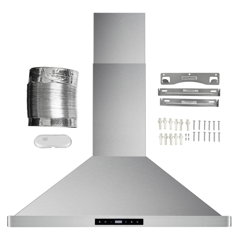 Cosmo 4-Piece Appliance Package - 30-Inch Gas Range, Wall Mount Range Hood, Dishwasher and Refrigerator in Stainless Steel (COS-4PKG-193)