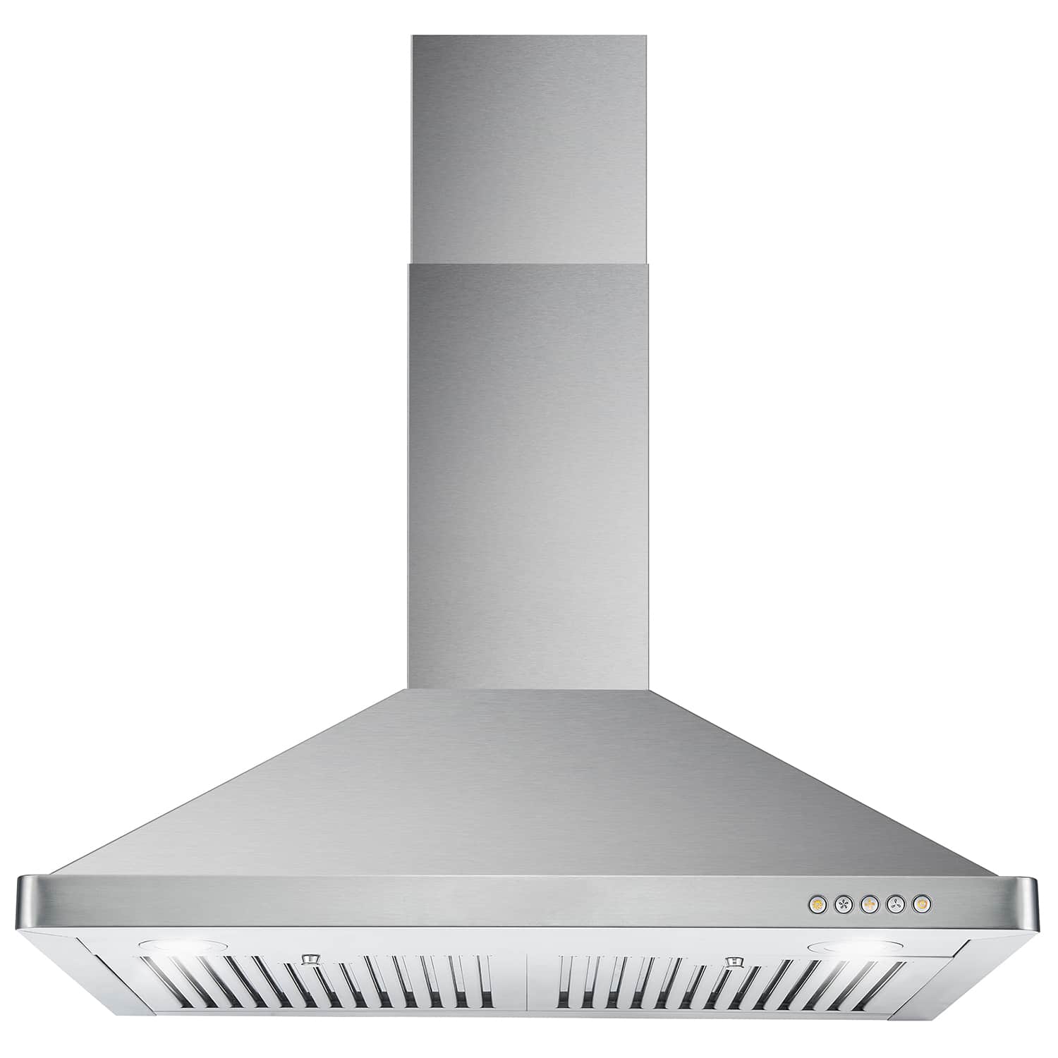 Stainless steel ducted range hood canopy with front filter vent strip