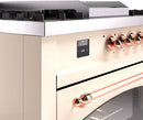 ILVE Nostalgie II 60-Inch Natural Gas Dual Fuel Range with 7 Burners, Griddle, & French Top with Triple Glass Door Oven in Antique White with Copper Trim (UP60FSNMPAWP)