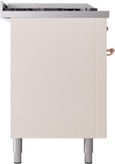 ILVE Nostalgie II 60-Inch Natural Gas Dual Fuel Range with 7 Burners, Griddle, & French Top with Triple Glass Door Oven in Antique White with Copper Trim (UP60FSNMPAWP)