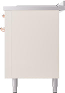 ILVE Nostalgie II 60-Inch Natural Gas Dual Fuel Range with 7 Burners, Griddle, & French Top with Triple Glass Door Oven in Antique White with Copper Trim (UP60FSNMPAWP)