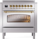 ILVE Nostalgie II 36-Inch Limited Edition Induction Range in Stainless Steel with Brass Trim (UPI366NMPSSG)
