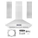 Cosmo 4-Piece Appliance Package - 36-Inch Gas Range, Island Mount Range Hood, Dishwasher and Refrigerator with Water Dispenser in Stainless Steel (COS-4PKG-728)