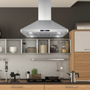 Cosmo 4-Piece Appliance Package - 36-Inch Gas Range, Island Mount Range Hood, Dishwasher and Refrigerator with Water Dispenser in Stainless Steel (COS-4PKG-664)