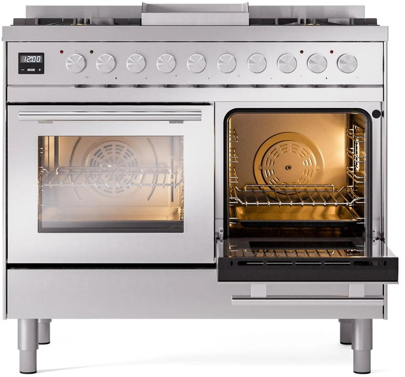 ILVE Professional Plus II 40-Inch Freestanding Dual Fuel Range with 6 Sealed Burner in Stainless Steel (UPD40FWMPSS)
