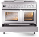 ILVE Professional Plus II 40-Inch Freestanding Natural Gas Dual Fuel Range with 6 Sealed Burner in Stainless Steel (UPD40FWMPSS)