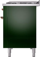 ILVE Nostalgie II 48-Inch Freestanding Natural Gas Dual Fuel Range in Emerald Green with Copper Trim (UP48FNMPEGP)