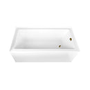Kingston Brass Aqua Eden 66" Acrylic Rectangular 3-Wall Alcove Tub Combo with Waste and Overflow Drain (Right Hand Drain), Glossy White/Antique Brass (CVTAP663222R3)