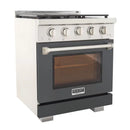 Kucht Professional 30-Inch 4.2 cu. ft. Propane Gas Range in Cement Gray with Silver Accents (KFX300/LP-GY)