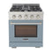 Kucht Professional 30-Inch 4.2 cu. ft. Propane Gas Range in Light Blue with Silver Accents (KFX300/LP-LB)