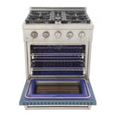 Kucht Professional 30-Inch 4.2 cu. ft. Propane Gas Range in Light Blue with Silver Accents (KFX300/LP-LB)
