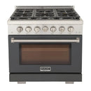 Kucht Professional 36-Inch 5.2 cu. ft. Propane Gas Range in Gray with Silver Accents (KFX360/LP-GY)
