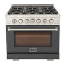 Kucht Professional 36-Inch 5.2 cu. ft. Gas Range in Gray with Silver Accents (KFX360-GY)