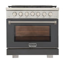 Kucht Professional 36-Inch 5.2 cu. ft. Gas Range in Gray with Silver Accents (KFX360-GY)