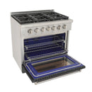 Kucht Professional 36-Inch 5.2 cu. ft. Propane Gas Range in Gray with Silver Accents (KFX360/LP-GY)