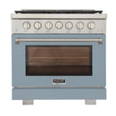 Kucht Professional 36-Inch 5.2 cu. ft. Propane Gas Range in Light Blue with Silver Accents (KFX360/LP-LB)