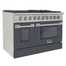 Kucht 48-Inch Pro-Style Dual Fuel Range with 4.2 cu. ft. Electric Oven and 8 Gas Burners in Gray (KDF482-GR)