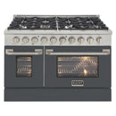 Kucht 48-Inch Pro-Style Dual Fuel Range in Propane Gas with  4.2 cu. ft. Electric Oven & 8 Gas Burners in Gray (KDF482/LP-GR)