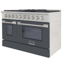 Kucht 48-Inch Pro-Style Dual Fuel Range in Propane Gas with  4.2 cu. ft. Electric Oven & 8 Gas Burners in Gray (KDF482/LP-GR)