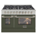 Kucht 48-Inch Pro-Style Dual Fuel Range in Propane Gas with  4.2 cu. ft. Electric Oven & 8 Gas Burners in Olive Green (KDF482/LP-OG)