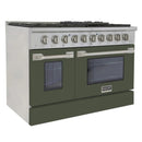Kucht 48-Inch Pro-Style Dual Fuel Range with 4.2 cu. ft. Electric Oven and 8 Gas Burners in Olive Green (KDF482-OG)