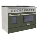 Kucht 48-Inch Pro-Style Dual Fuel Range in Propane Gas with  4.2 cu. ft. Electric Oven & 8 Gas Burners in Olive Green (KDF482/LP-OG)