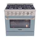 Kucht 36-Inch Pro-Style Dual Fuel Range in Propane Gas with  5.2 cu. ft. Electric Oven & 6 Gas Burners in Light Blue (KDF362/LP-LB)
