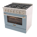Kucht 36-Inch Pro-Style Dual Fuel Range in Propane Gas with  5.2 cu. ft. Electric Oven & 6 Gas Burners in Light Blue (KDF362/LP-LB)