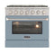 Kucht 36-Inch Pro-Style Dual Fuel Range with 5.2 cu. ft. Electric Oven and 6 Gas Burners in Light Blue (KDF362-LB)