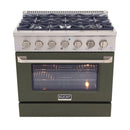 Kucht Professional 36-Inch 5.2 cu ft. Propane Gas Range in Olive Green with Silver Accents (KNG361/LP-OG)