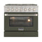 Kucht 36-Inch Pro-Style Dual Fuel Range in Propane Gas with  5.2 cu. ft. Electric Oven & 6 Gas Burners in Olive Green (KDF362/LP-OG)