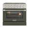 Kucht 36-Inch Pro-Style Dual Fuel Range with 5.2 cu. ft. Electric Oven and 6 Gas Burners in Olive Green (KDF362-OG)