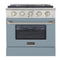 Kucht 30-Inch Pro-Style Dual Fuel Range with 4.2 cu. ft. Electric Oven and 4 Gas Burners in Light Blue (KDF302-LB)