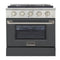 Kucht 30-Inch Pro-Style Dual Fuel Range with 4.2 cu. ft. Electric Oven and 4 Gas Burners in Gray (KDF302-GR)